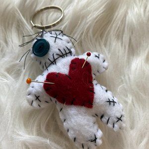 White voodoo doll keychain